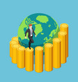 isometric businessman climbing a spiral coin vector image