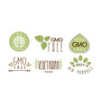 set of colorful food emblems with text gmo vector image