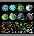 set of planets and elements for game design vector image