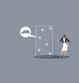 businesswoman using smartphone screen ordering cab vector image vector image
