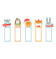 set of bookmarks with cute christmas characters vector image