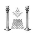 letter g with square and compasses vector image