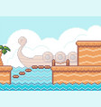 pixel art game scene with wooden plarforms palm vector image