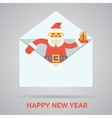 santa claus with goftbox greeting card design vector image