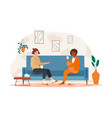 two female friends drinking tea at home vector image