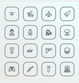 battle icons line style set with soldier skull vector image vector image