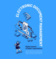 electronic documents management isometric banner vector image vector image