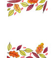 autumn leaves outline drawing with watercolor vector image vector image