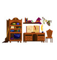 furniture for wizard school interior set vector image