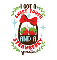 strawberry lettering for greeting card design vector image vector image