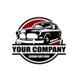 isolated black and white muscle car logo vector image