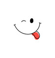 smiling face showing red tongue hand drawn vector image vector image