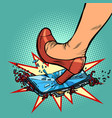 woman heel smashes phone screen vector image