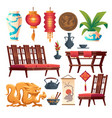 chinese restaurant stuff asian decor isolated set vector image
