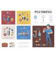 plumber service elements composition vector image vector image