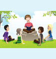 kids studying bible vector image vector image