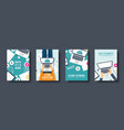 cloud computing flat style covers set media data vector image