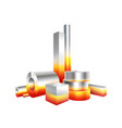 group melt hot metal steel objects vector image vector image