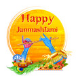 lord krishna playing bansuri flute in happy vector image