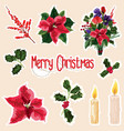 set of christmas stickers symbols of the holiday vector image