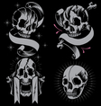skulls bone cross and ribbon vector image