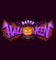 pumpkin with word halloween abstract graffiti vector image