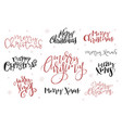 hand lettering greeting merry christmas vector image