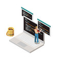 Computer programming coding testing debugging Vector Image