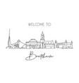 single continuous line drawing bratislava city vector image