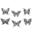 set of black butterflies vector image