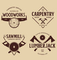 woodwork badges set carpentry woodworkers vector image vector image