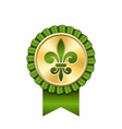award ribbon gold icon golden medal fleur de lis vector image