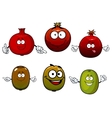 tropical kiwi and pomegranate fruits vector image