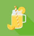 orange juice in mason jar flat design vector image vector image