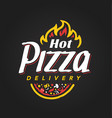 pizza emblem vector image vector image