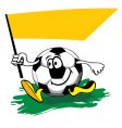 cartoon soccer ball with flag vector image