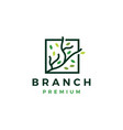 three branch square leaf tree logo icon vector image