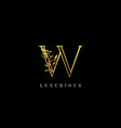 gold w letter floral hand drawn logo design vector image