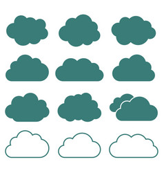 Set of cloud icons in cartoon style isolated Vector Image