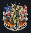 american army veterans holding friends during war vector image