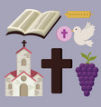 set church with bibble and cross to first vector image
