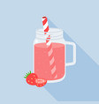 strawberry juice in mason jar flat design vector image vector image