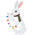 a rabbit holding light bulb vector image