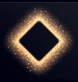 golden rhombus frame with sparkles and flares vector image vector image