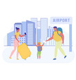 informational poster young family travel plane vector image