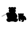 silhouette panda and young little vector image