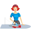woman ironing clothes vector image