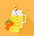 mango smoothie in mason jar flat design vector image vector image