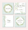 set of card with beautiful twigs leaves vector image