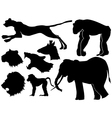 set of silhouettes african animals vector image